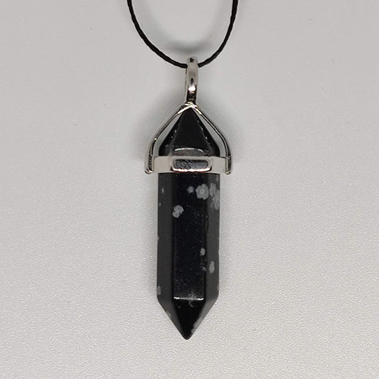 Snowflake Obsidian Crystal Point Pendant - Rivendell Shop