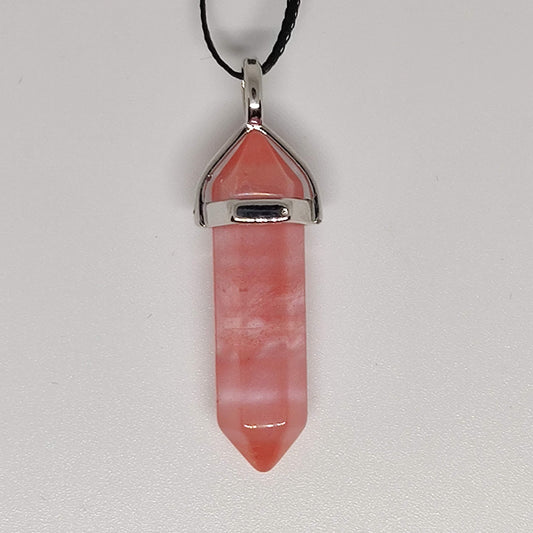 Watermelon Cherry Quartz Crystal Point Pendant - Rivendell Shop