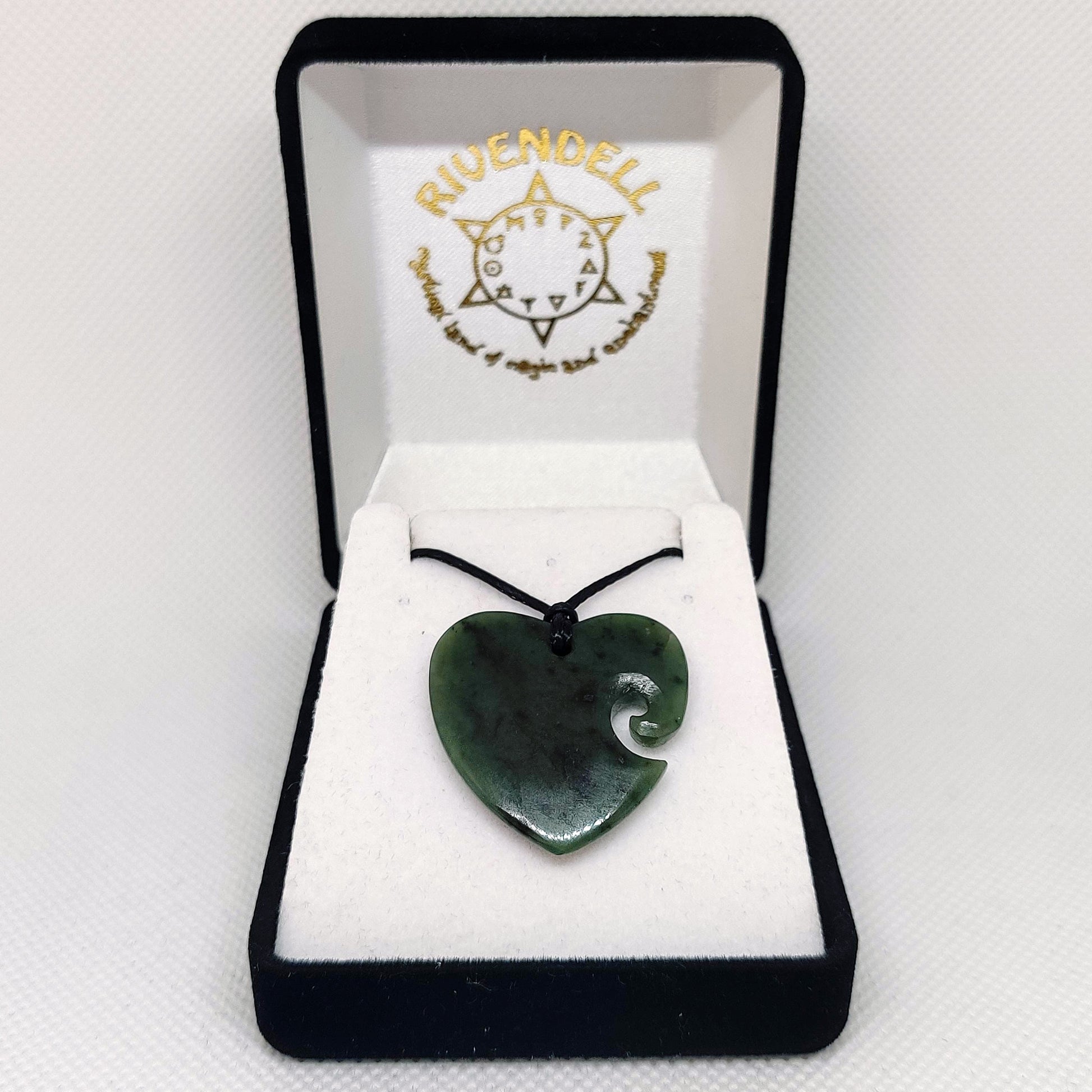 Heart Greenstone Pendant with Koru indentation - Rivendell Shop