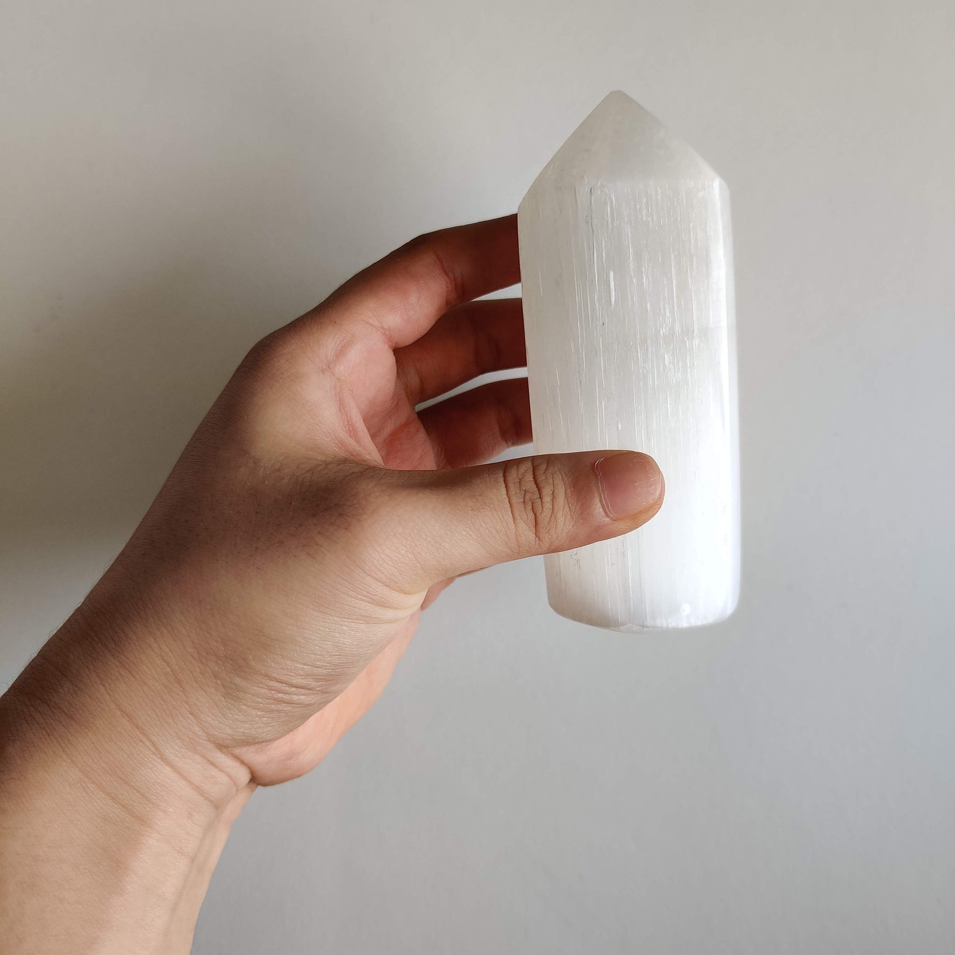 Polished Selenite Crystal Point - 10 cm - Rivendell Shop