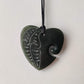 Greenstone Heart Pendant with Carved Detail - Rivendell Shop