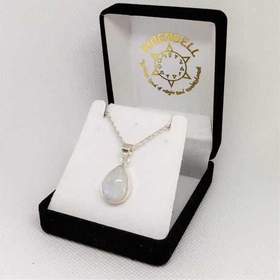 Teardrop Moonstone 925 Sterling Silver Pendant - Rivendell Shop