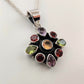 Peridot, Amethyst, Ruby and Citrine Flower 925 Sterling Silver Pendant - Rivendell Shop