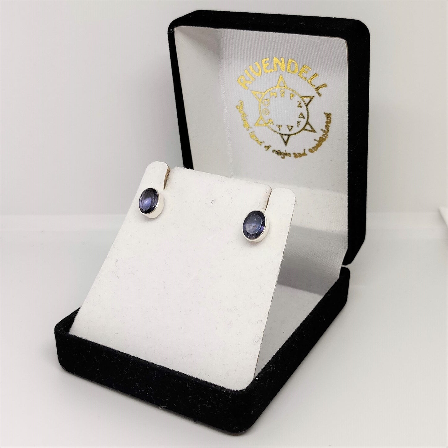 Oval Iolite 925 Sterling Silver Studs - Rivendell Shop