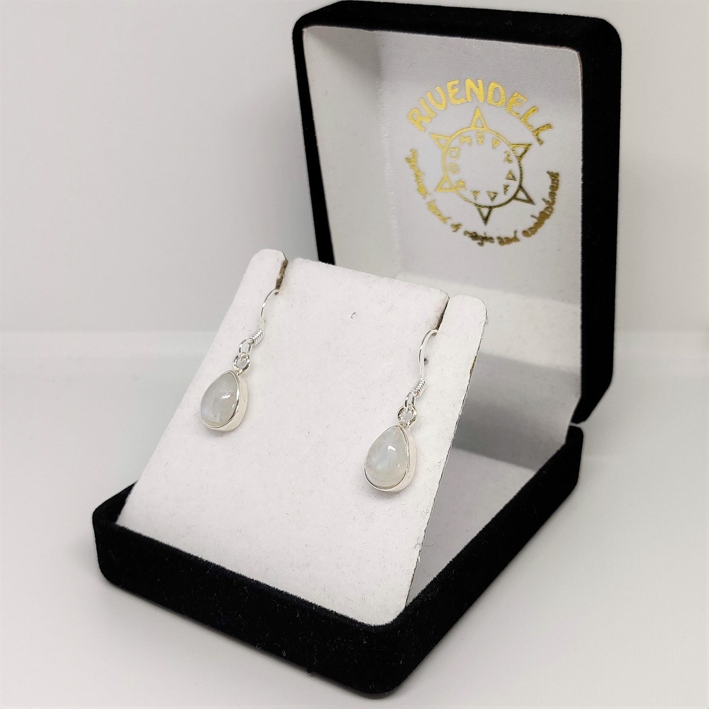 Teardrop Moonstone 925 Sterling Silver Dangle Earrings - Rivendell Shop