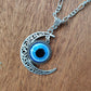Evil Eye Moon Pendant with Silver Chain - Rivendell Shop