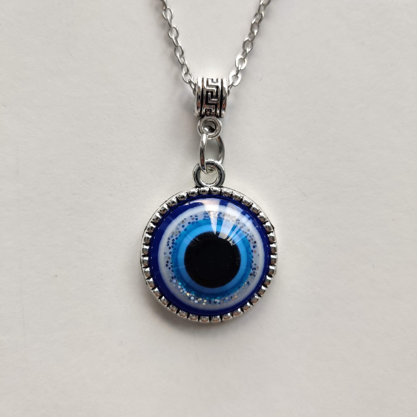 Large Evil Eye Pendant with Silver Chain - Rivendell Shop