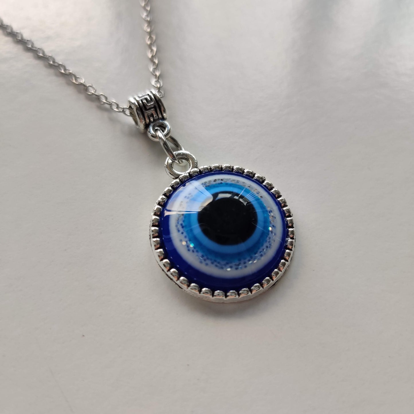 Large Evil Eye Pendant with Silver Chain - Rivendell Shop