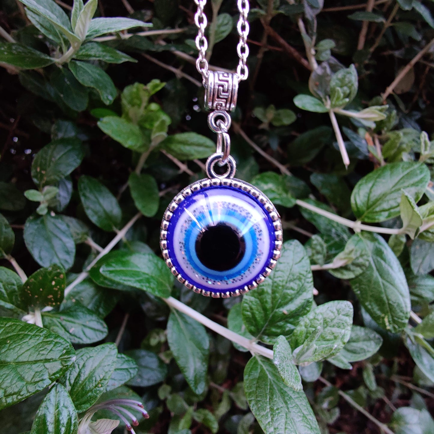 Large Evil Eye Pendant with Silver Chain - Rivendell Shop