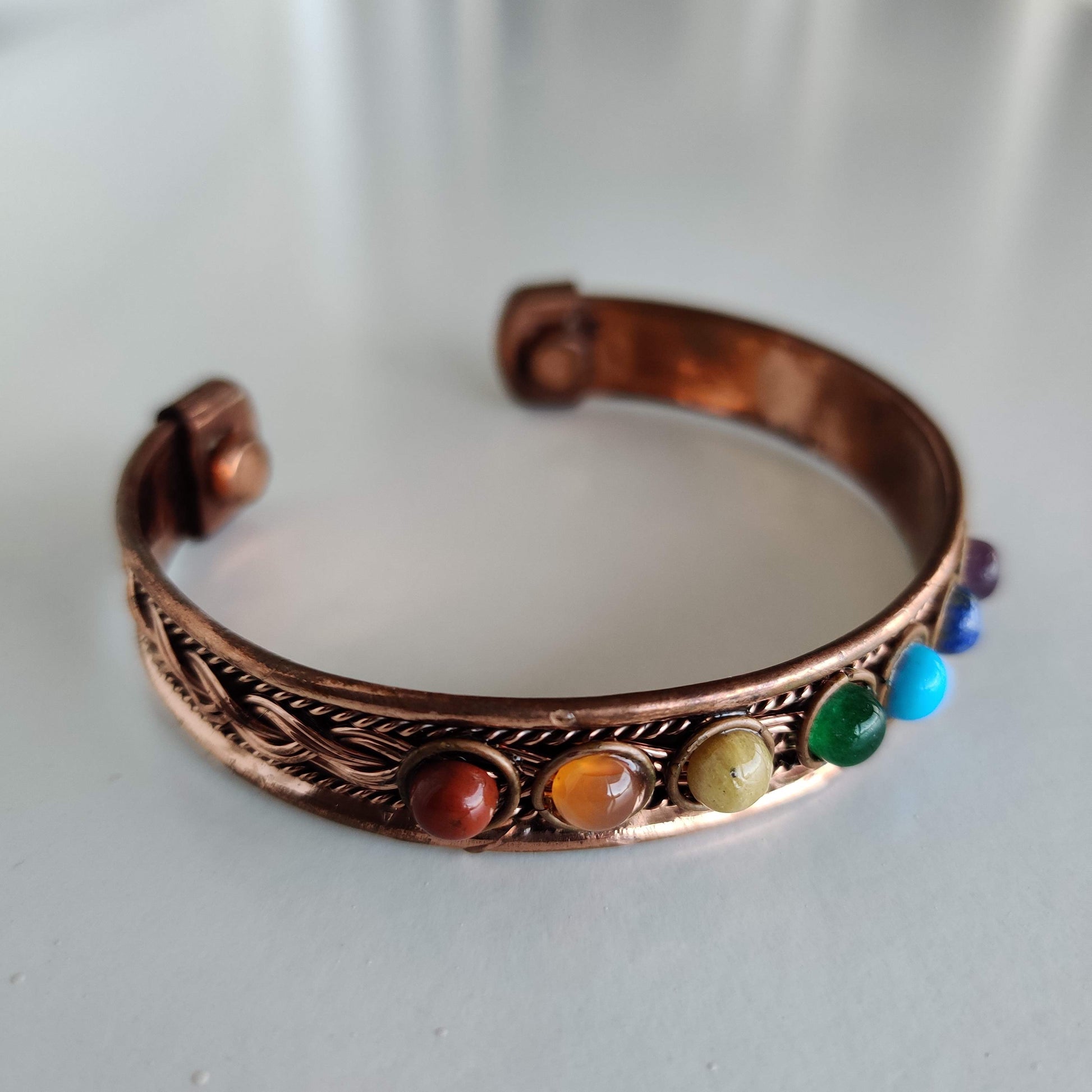 Chakra Copper Magnetic Bracelet with Woven Pattern - Rivendell Shop