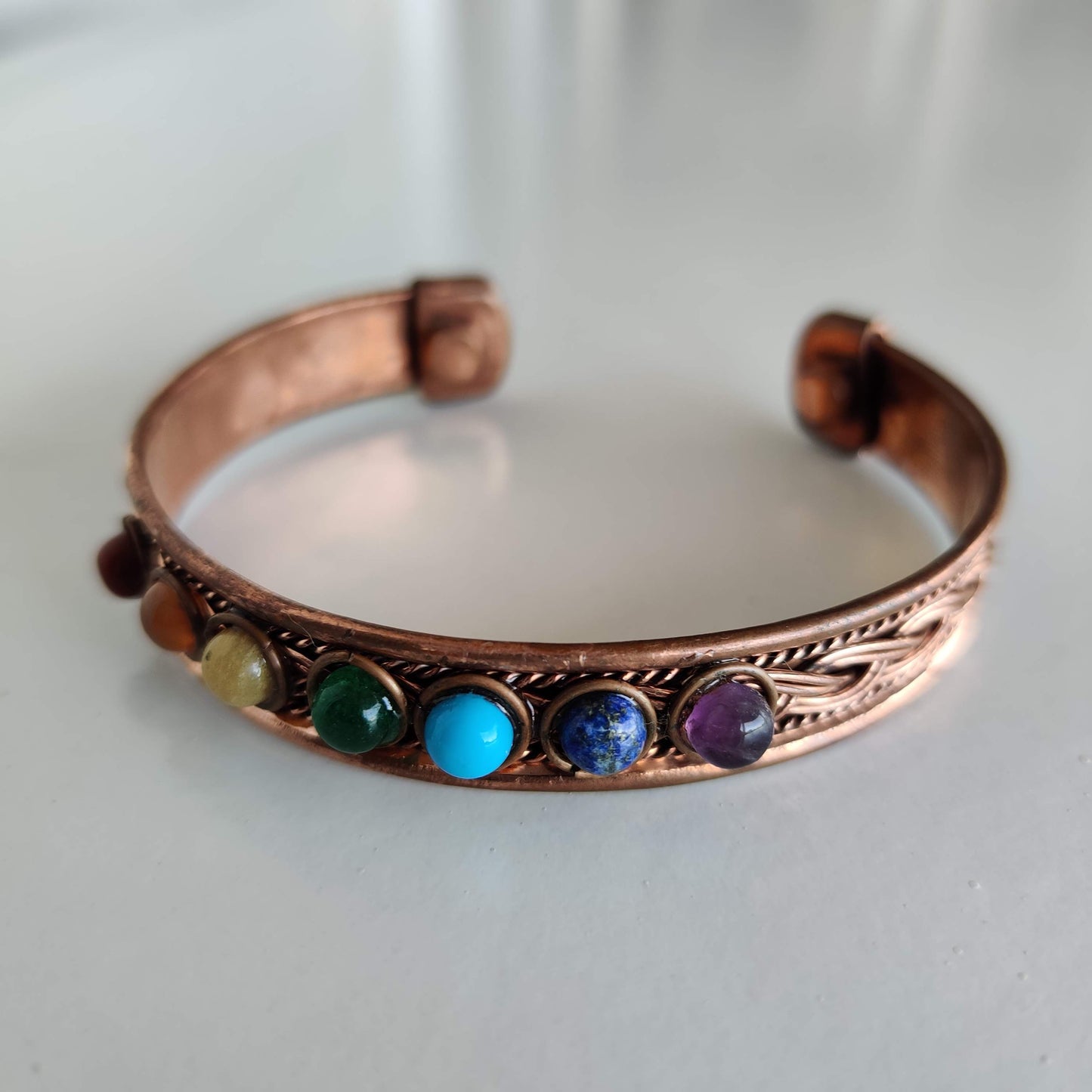 Chakra Copper Magnetic Bracelet with Woven Pattern - Rivendell Shop