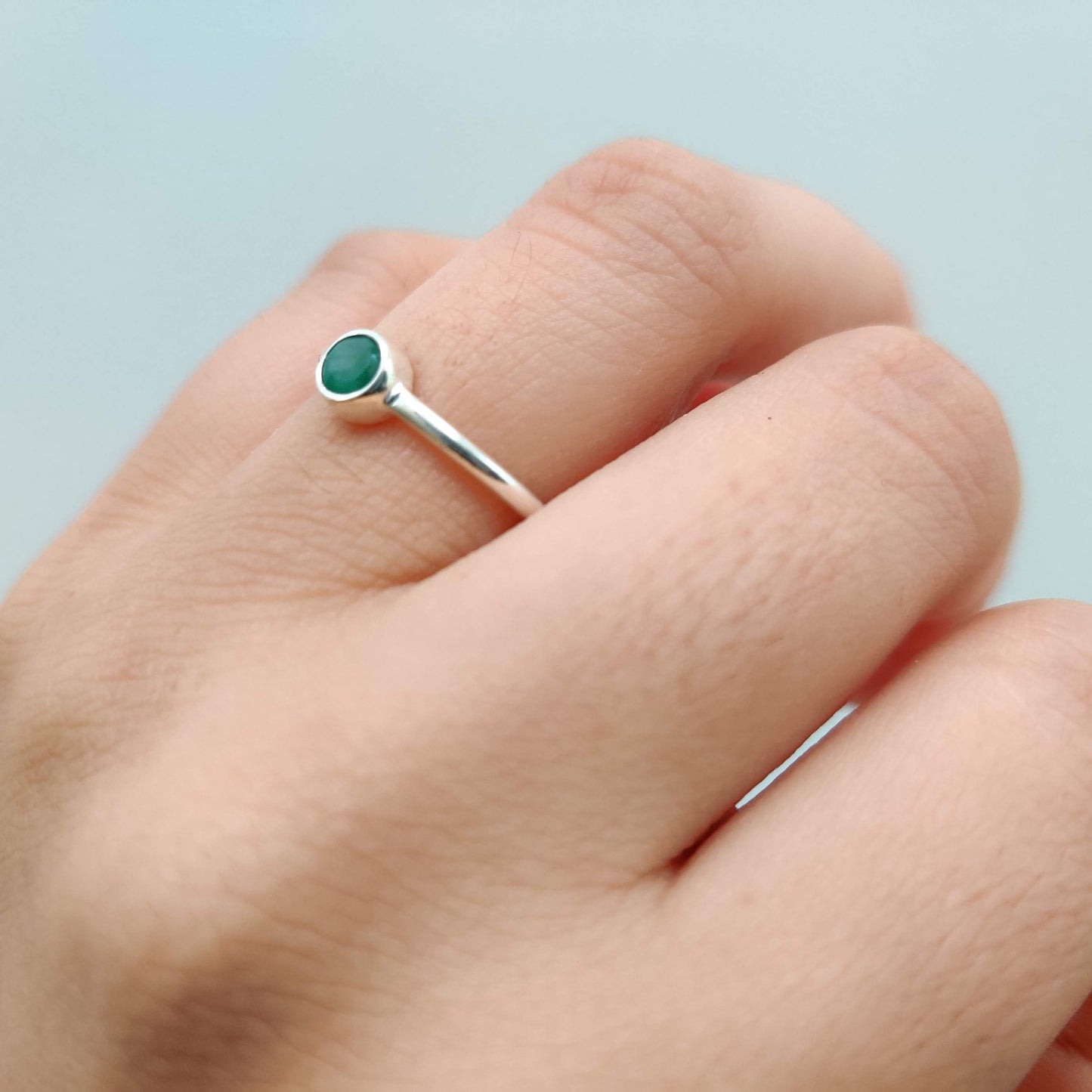 Emerald Delicate 925 Sterling Silver Ring - Rivendell Shop