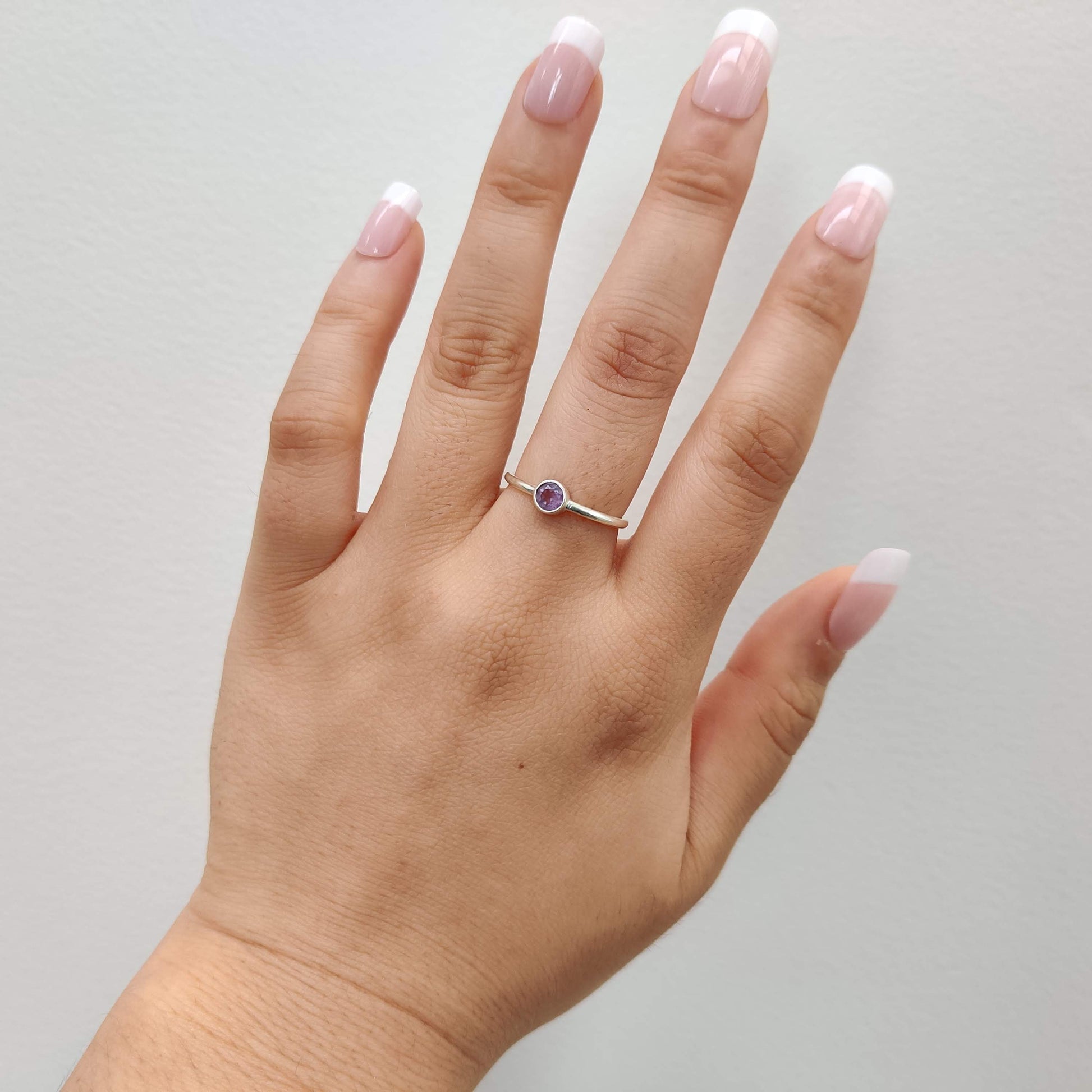 Amethyst Delicate 925 Sterling Silver Ring - Rivendell Shop