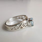 Blue Topaz Tear Drop 925 Sterling Silver Ring with Koru Design - Rivendell Shop