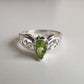Peridot Tear Drop 925 Sterling Silver Ring with Koru Design - Rivendell Shop