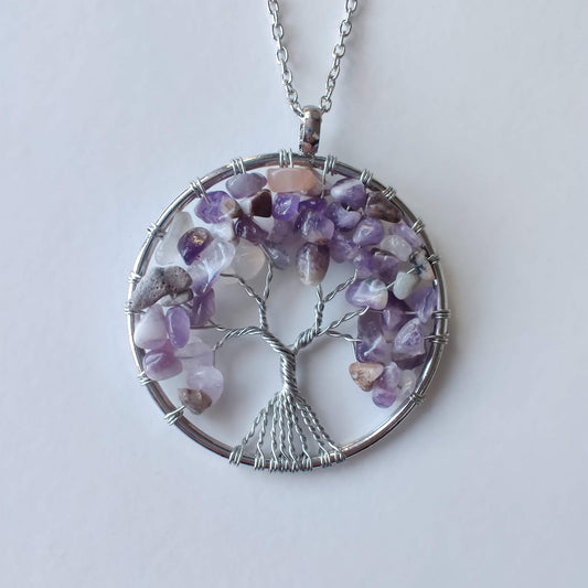 Amethyst Tree of Life Pendant with Silver Chain - Rivendell Shop
