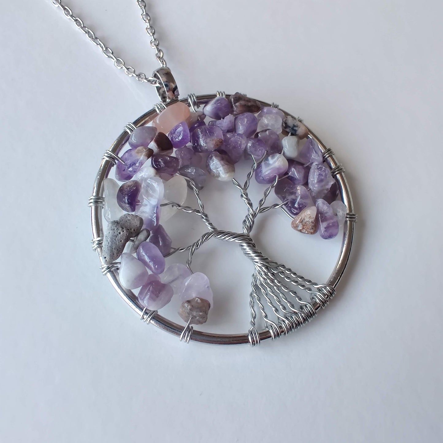Amethyst Tree of Life Pendant with Silver Chain - Rivendell Shop
