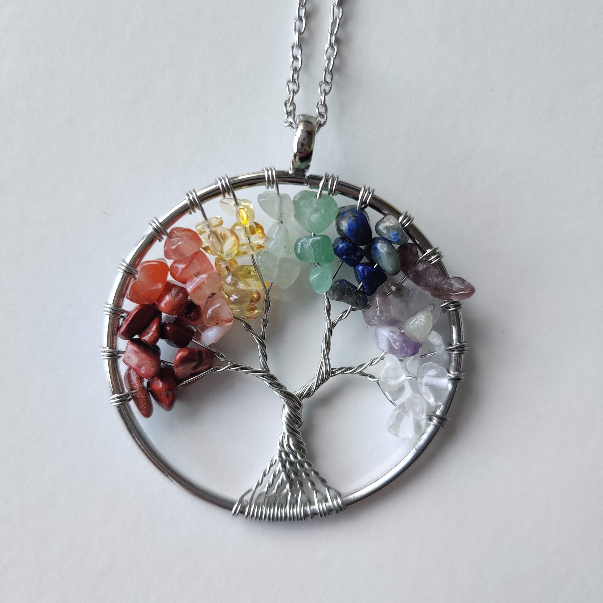 Chakra Tree of Life Pendant with Silver Chain - Rivendell Shop