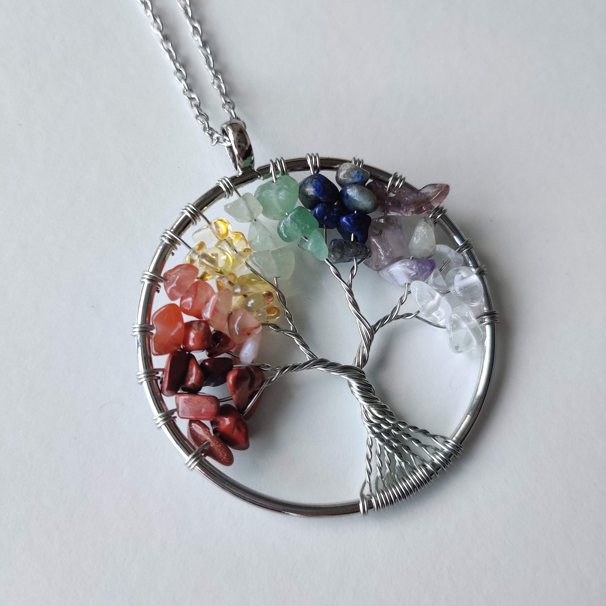 Chakra Tree of Life Pendant with Silver Chain - Rivendell Shop