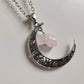 Rose Quartz Moon Pendant with Silver Chain - Rivendell Shop