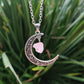 Rose Quartz Moon Pendant with Silver Chain - Rivendell Shop