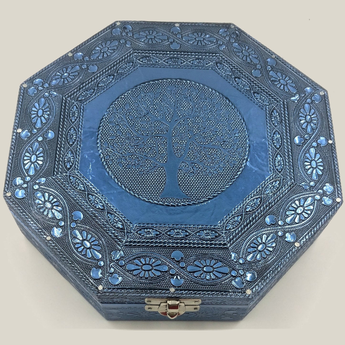 Blue Tree of Life Hexagonal Jewellery Box - Rivendell Shop