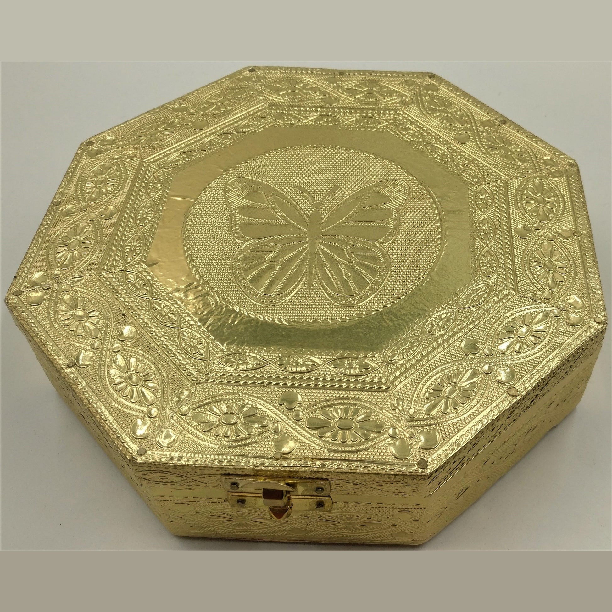 Gold Butterfly Hexagonal Jewellery Box - Rivendell Shop