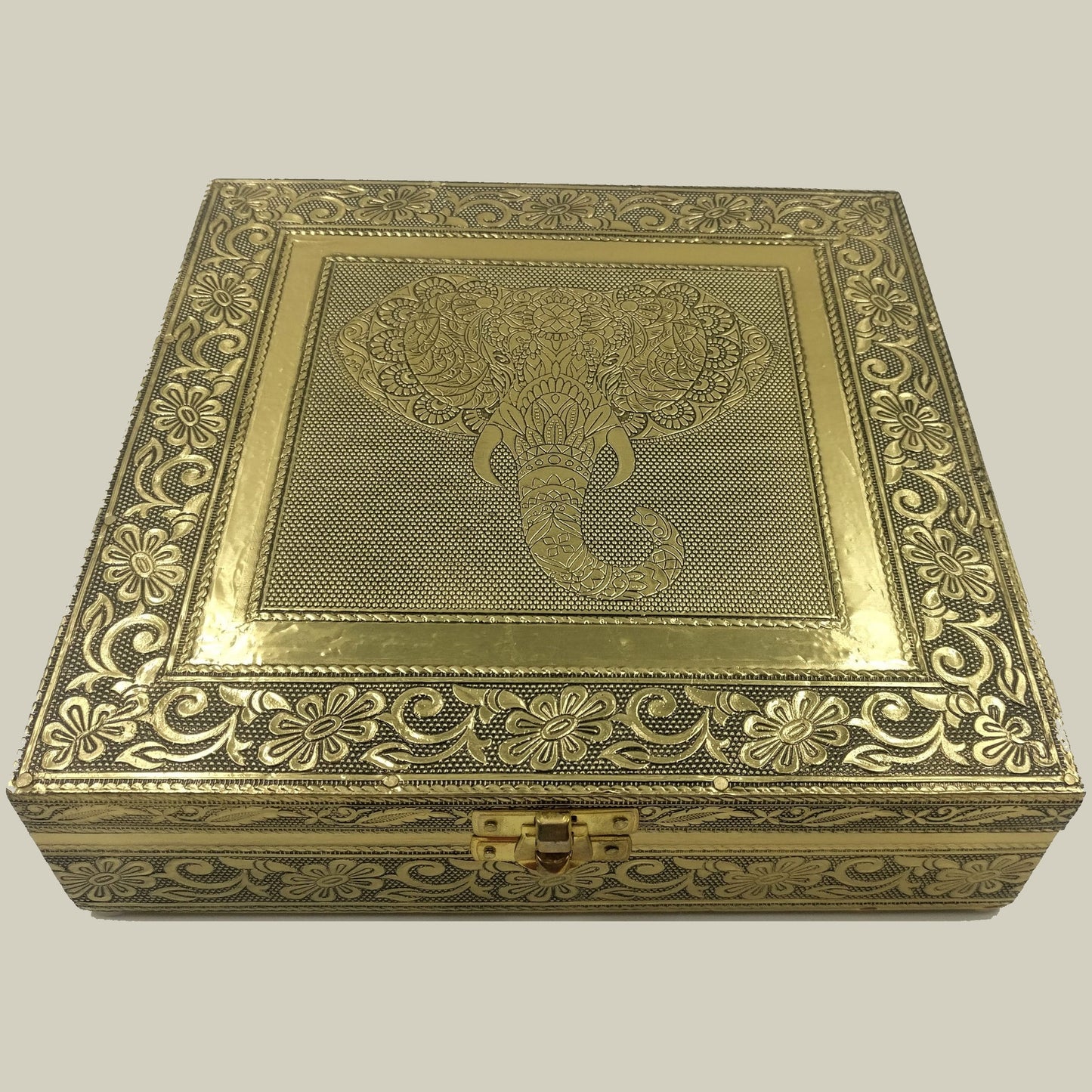 Gold Elephant Head Jewellery Box - Rivendell Shop