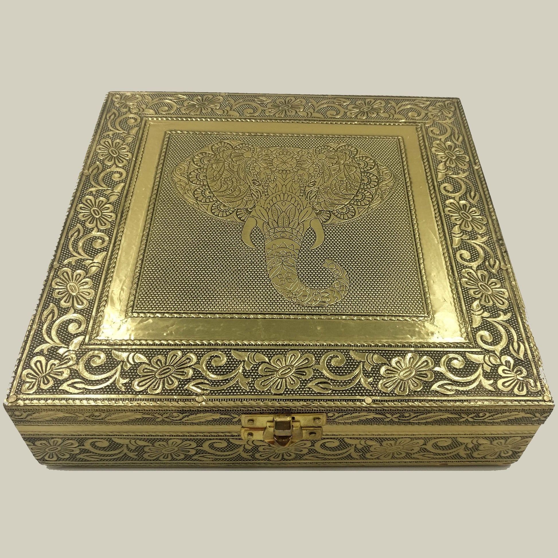 Gold Elephant Head Jewellery Box - Rivendell Shop