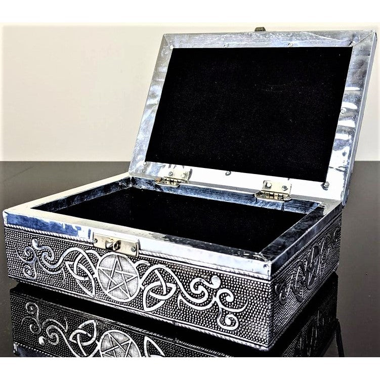 Celtic Pentagram Silver Jewellery Box - Rivendell Shop