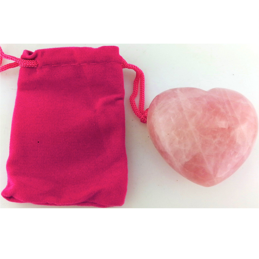 Rose Quartz Heart with Pouch - Rivendell Shop