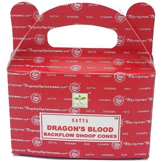 Satya Dragons Blood Backflow Incense Cones - Rivendell Shop