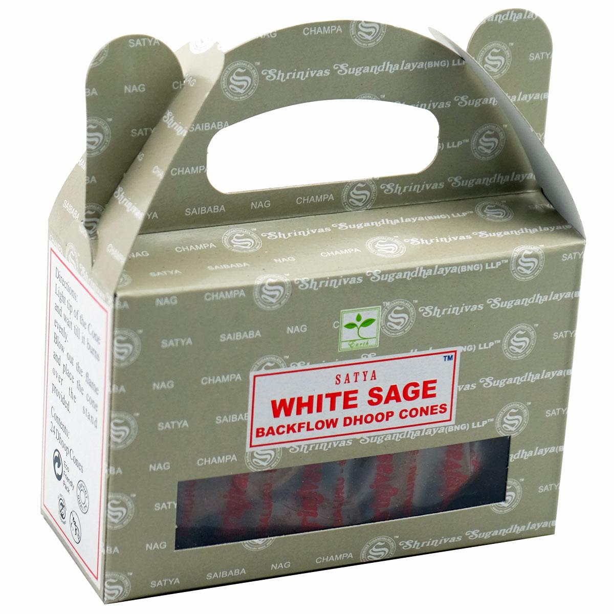 Satya White Sage Backflow Incense Cones - Rivendell Shop