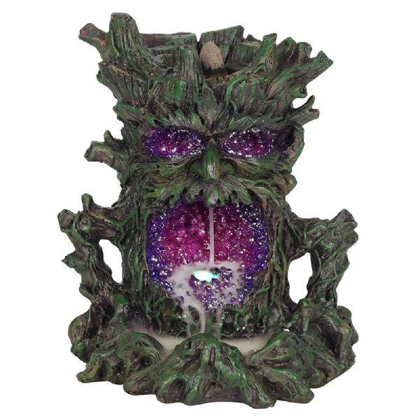 Green Treeman with Purple Crystal Cave Backflow Incense Cone Burner - Rivendell Shop