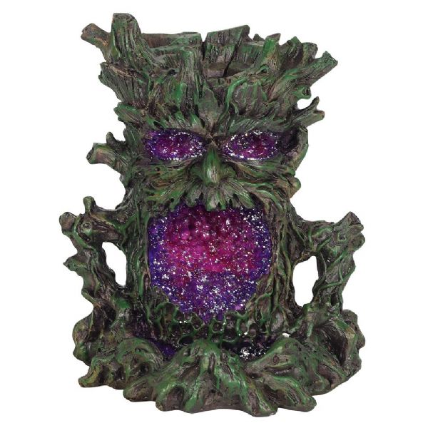 Green Treeman with Purple Crystal Cave Backflow Incense Cone Burner - Rivendell Shop