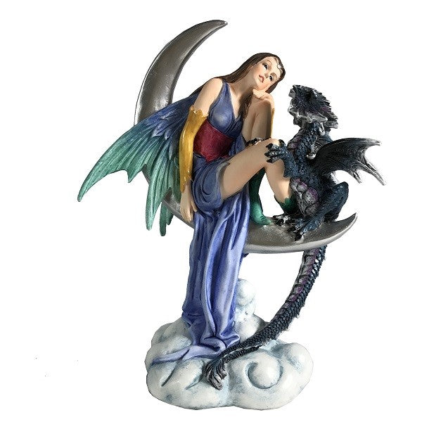 Fairy with Dragon on Moon - Rivendell Shop