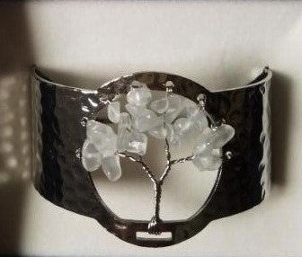 Clear Quartz Tree of Life Silver Plated Bracelet - Rivendell Shop