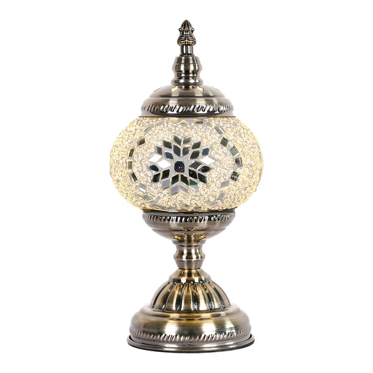 Light Gold Round Turkish Mosaic Lamp - Rivendell Shop