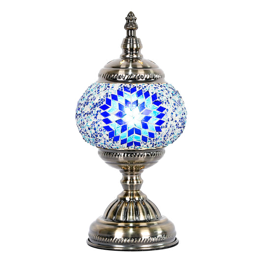 Blue Sunburst Round Turkish Mosaic Lamp - Rivendell Shop