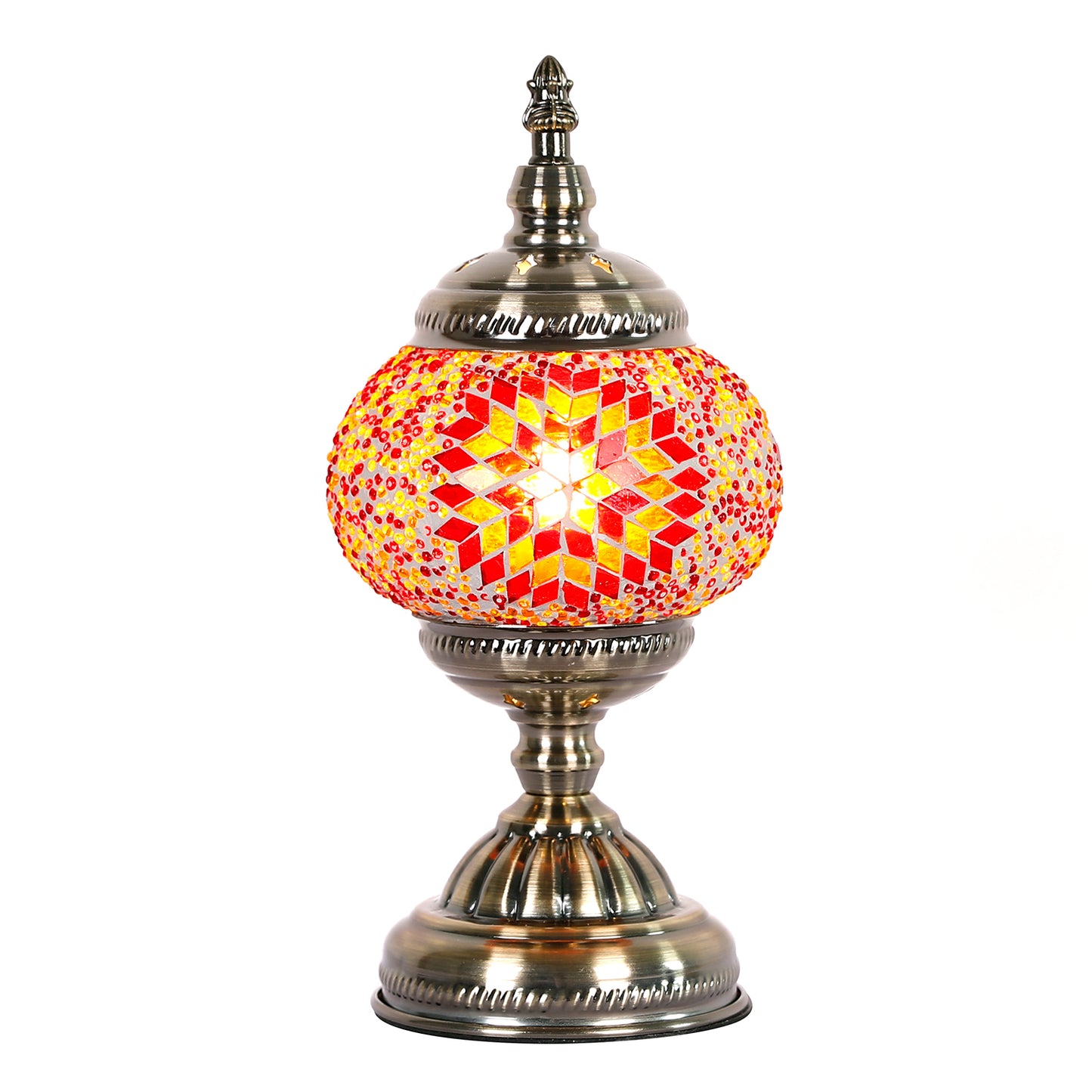 Red Sunburst Round Turkish Mosaic Lamp - Rivendell Shop