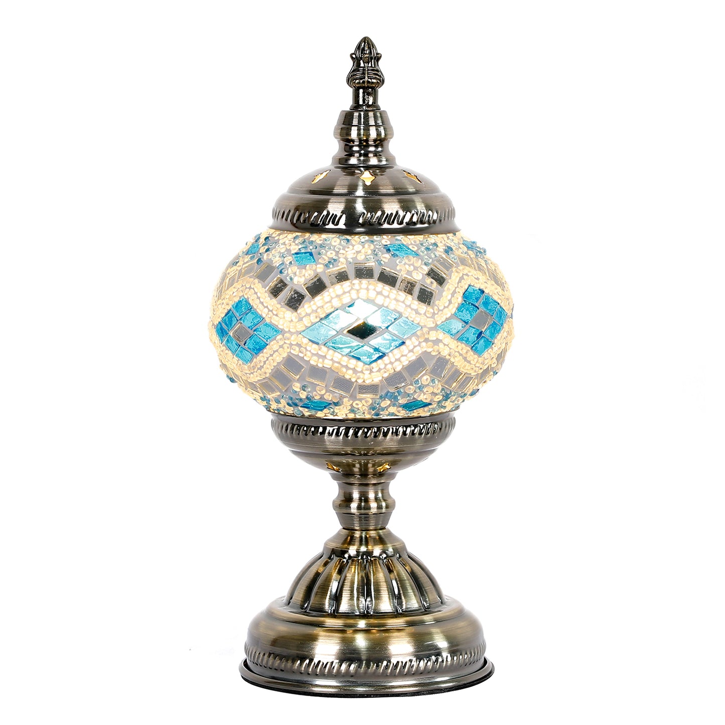 Sky Blue Round Turkish Mosaic Lamp - Rivendell Shop