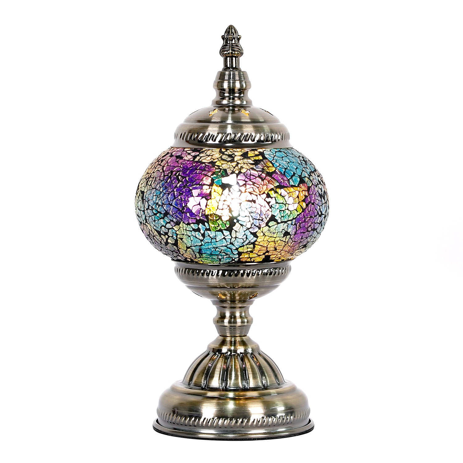 Metallic Rainbow Round Turkish Mosaic Lamp - Rivendell Shop