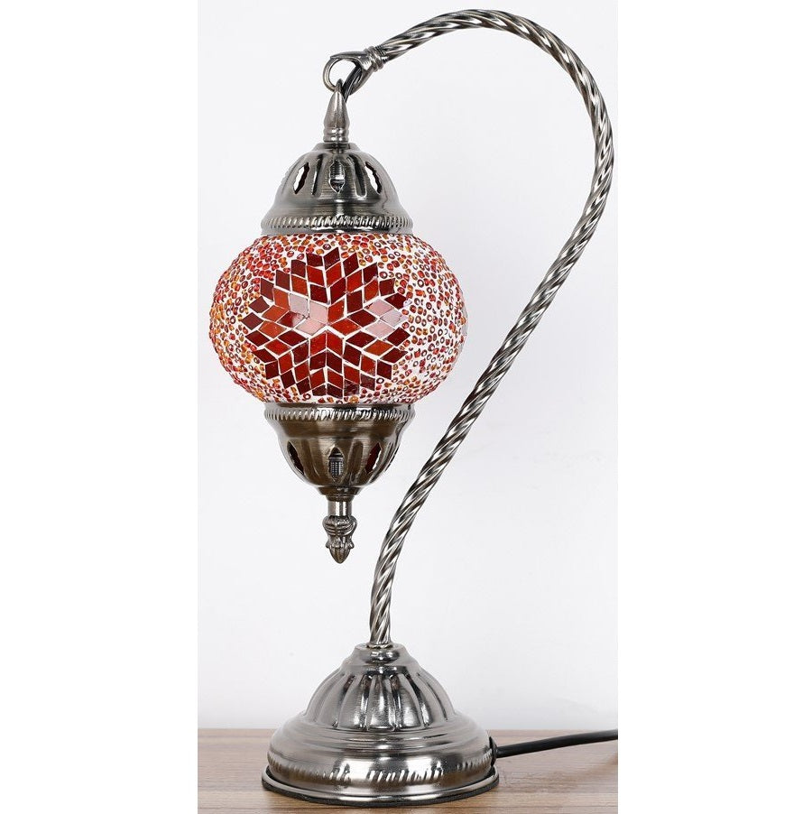 Red Sunburst Swan Neck Turkish Mosaic Lamp - Rivendell Shop