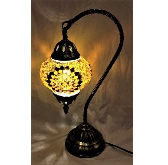 Black and Gold Swan Neck Turkish Mosaic Lamp - Rivendell Shop