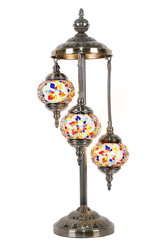 Colourful Stained Glass Three Tier Luxury Turkish Mosaic Lamp - Rivendell Shop