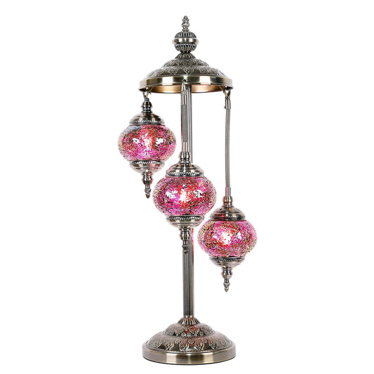 Pink Three Tier Luxury Turkish Mosaic Lamp - Rivendell Shop