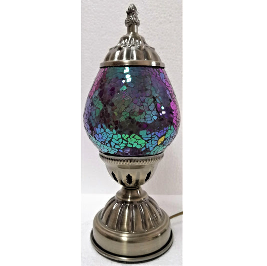 Deep Violet Oval Turkish Mosaic Lamp - Rivendell Shop