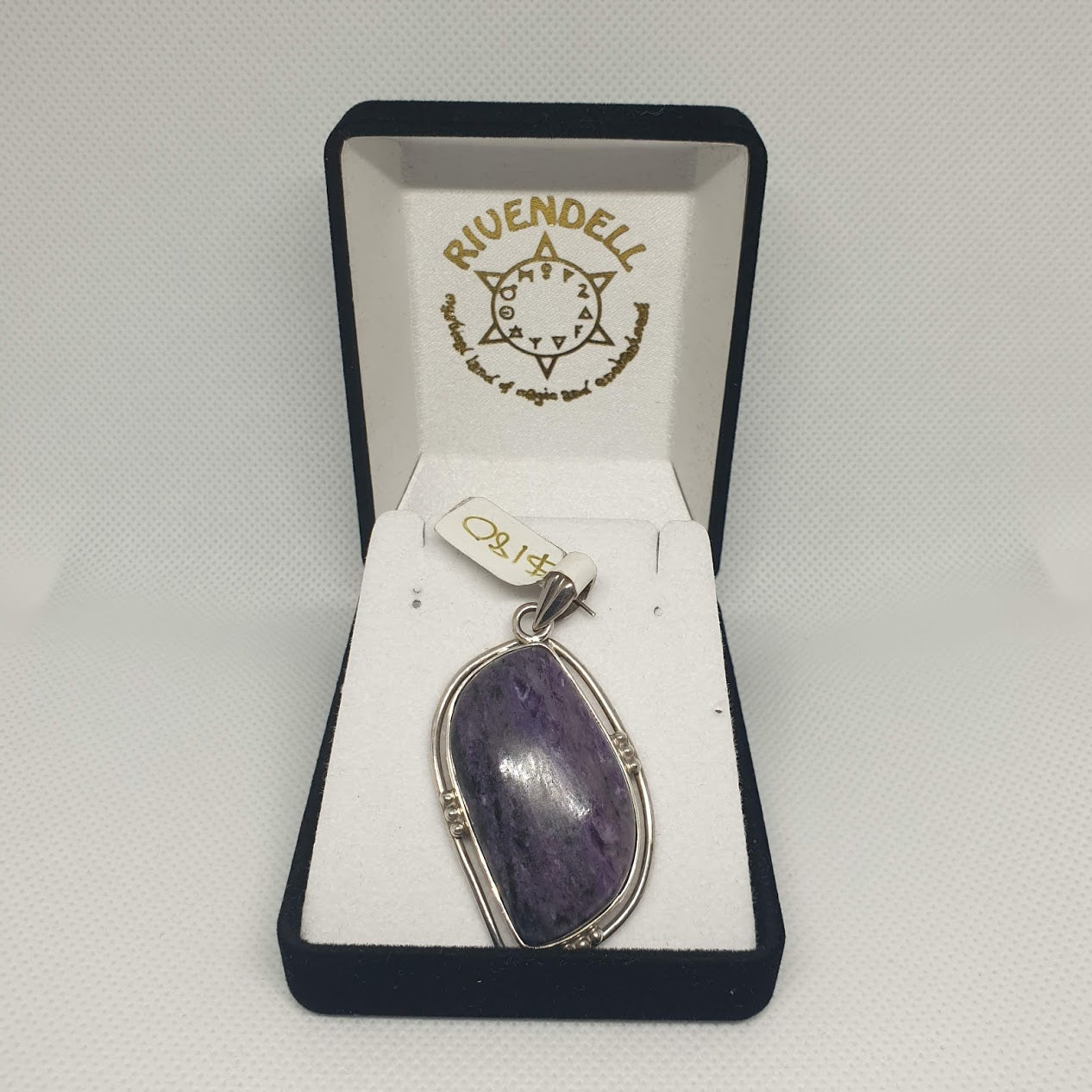 Charoite with Detailed Setting 925 Sterling Silver Pendant - Rivendell Shop