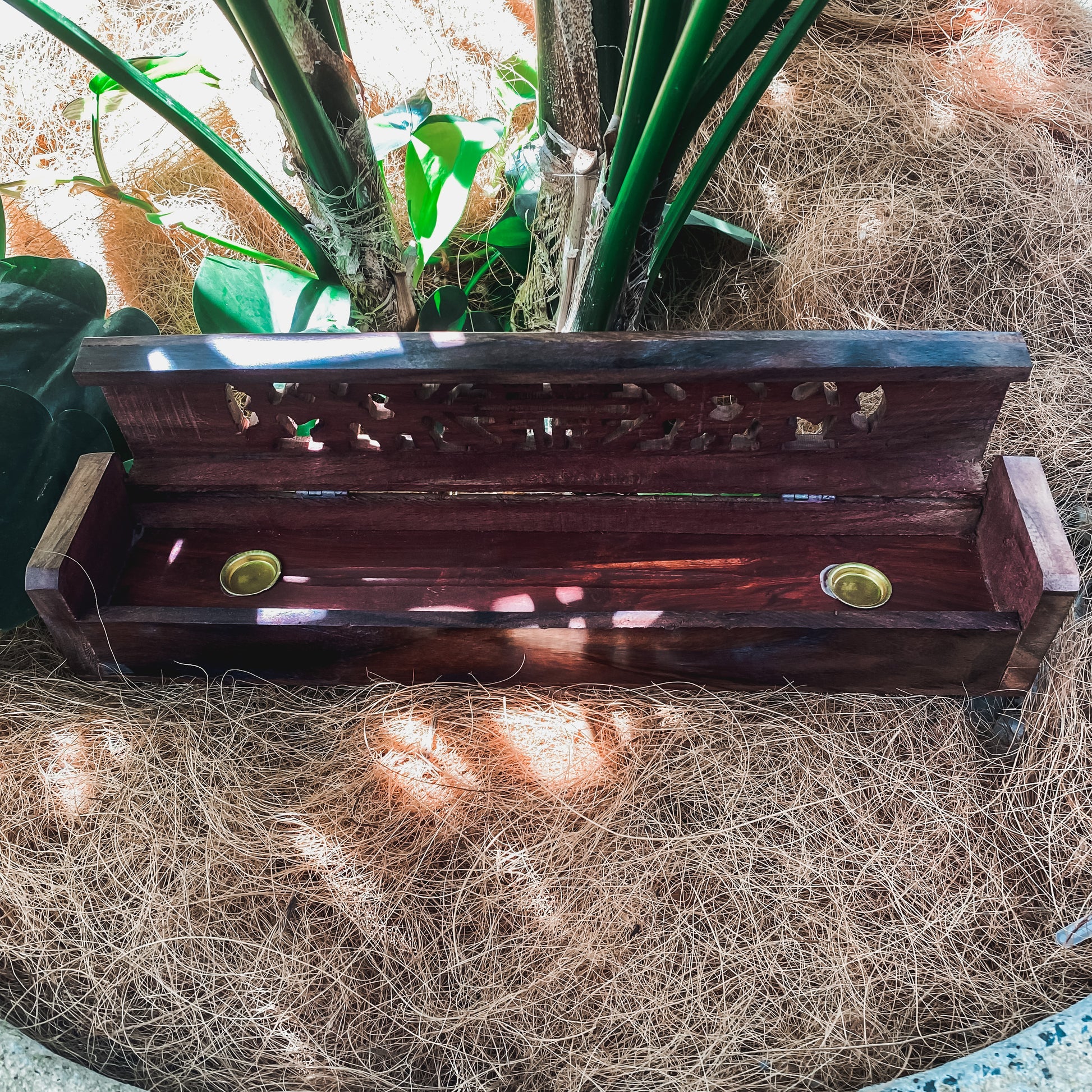 Wooden Incense Holder - Jali Flat Box - Rivendell Shop