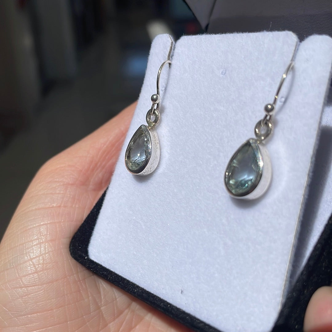 Blue topaz sterling silver teardrop earrings - Rivendell Shop
